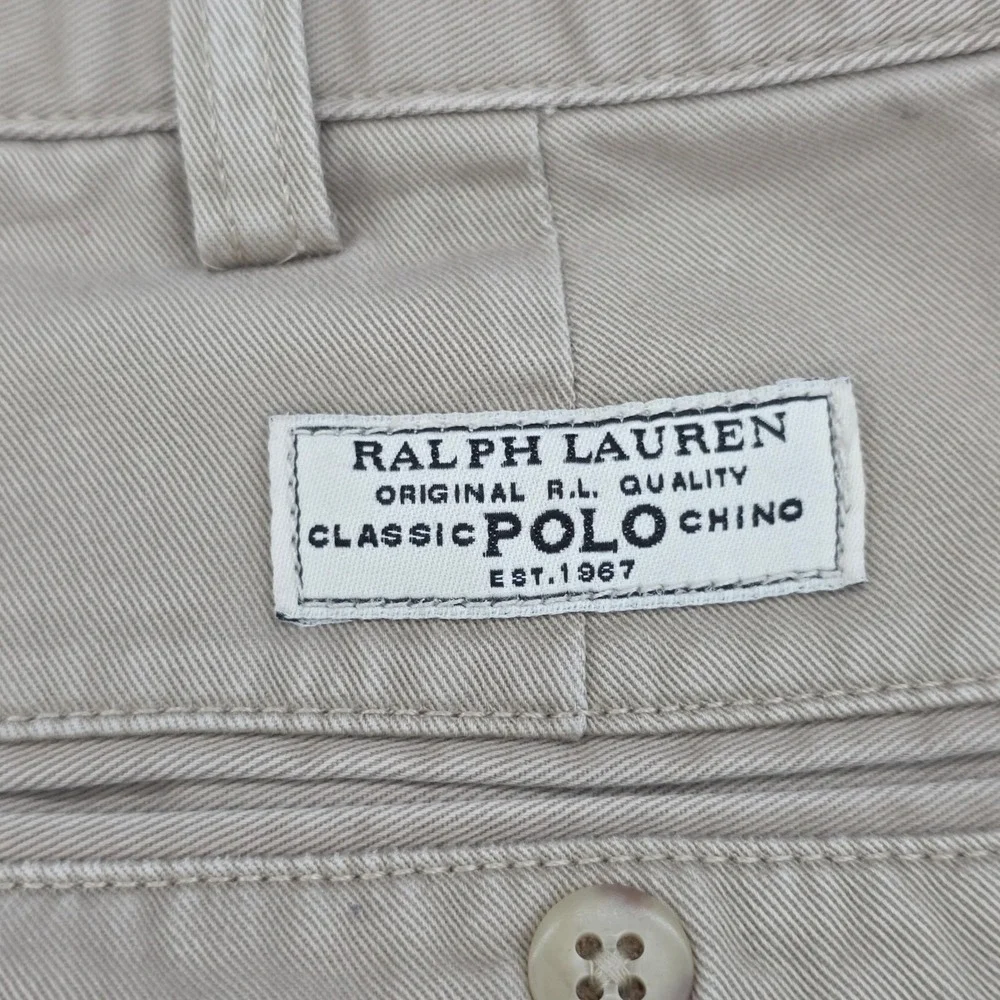 VTG Polo Ralph Lauren Hammond Pants Mens 36x30 Khaki Chino Double Pleated Cuffed